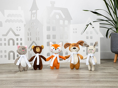 Мягкая игрушка Beastie Toys, собачка с белым шарфом