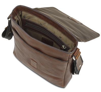 Сумка через плечо Mano "Don Valentino", натуральная кожа в коричневом цвете, 21 х 25 х 5 см