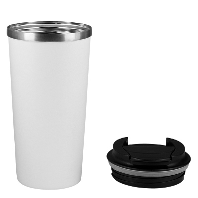 Термокружка вакуумная Палермо (Palermo), белая, зернистое покрытие