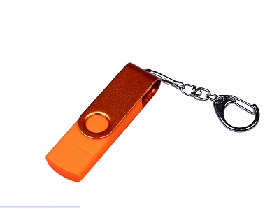 USB 2.0/micro USB/Type-С- флешка на 32 Гб 3-в-1 с поворотным механизмом (Оранжевый)