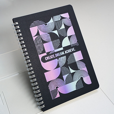 Блокнот на двойной пружине HELIX, 143 х 205 мм, черный с белым, блок в линейку