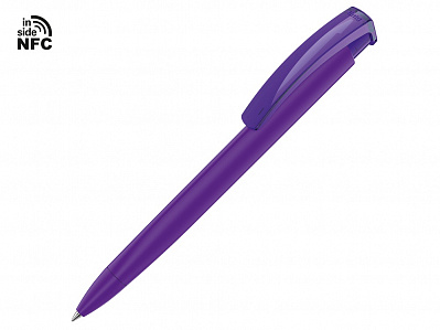 Ручка пластиковая шариковая трехгранная Trinity K transparent Gum soft-touch с чипом передачи информации NFC (Фиолетовый)