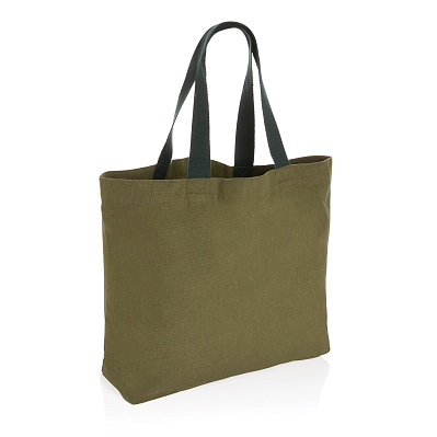Большая сумка-шоппер Impact из переработанного неокрашенного канваса AWARE™, 240 г/м² (Зеленый;)