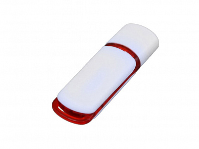 USB 2.0- флешка на 8 Гб с цветными вставками (Белый/красный)