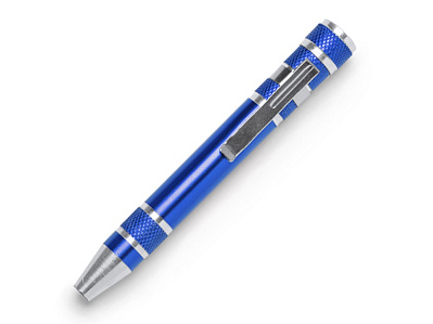 Алюминиевый мультитул BRICO в форме ручки (Королевский синий, серебристый)