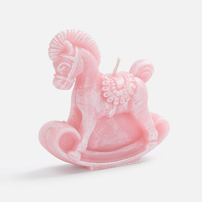 Свеча фигурная «Лошадка-качалка», зеленая (Розовый)