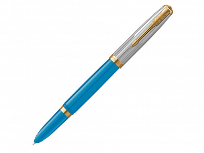 Ручка перьевая Parker 51 Premium, F/M (Голубой, серебристый, золотистый)