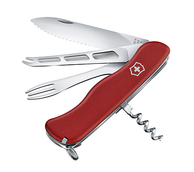 Нож перочинный VICTORINOX Cheese Master, 111 мм, 8 функций, с фиксатором лезвия, красный