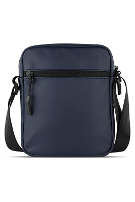 Сумка наплечная BUGATTI Blanc, синяя, тарпаулин/полиэстер, 17х4,5х21 см