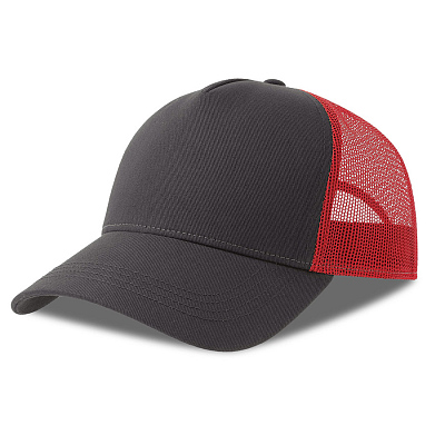 Бейсболка RAPPER COTTON-S, 5 клиньев, пластиковая застёжка (Темно-серый, красный)