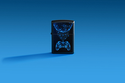 Зажигалка ZIPPO Gaming с покрытием Black Matte, латунь/сталь, черная, матовая, 38x13x57 мм