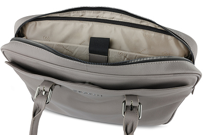 Портфель женский BUGATTI Bella, бежевый, воловья кожа/полиэстер, 38х6,5х27 см