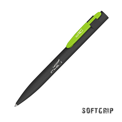 Ручка шариковая "Lip SOFTGRIP"  (Черный с зеленым яблоком)