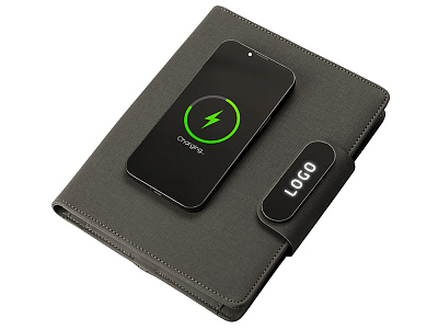 Подарочный набор Twilight: органайзер А5 с беспроводной зарядкой и металлическая шариковая ручка со светящимся логотипом