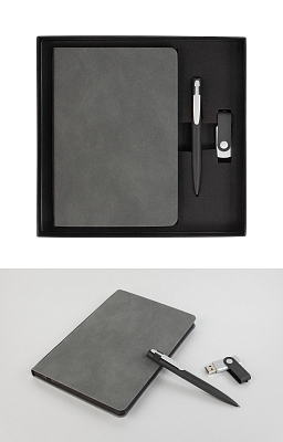 Ежедневник недатированный "Турин" , формат А5, серый с черным