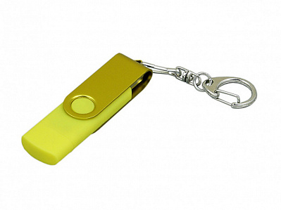 USB 2.0- флешка на 64 Гб с поворотным механизмом и дополнительным разъемом Micro USB (Желтый)