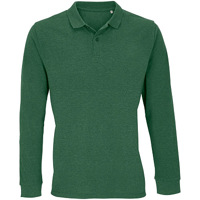 Рубашка поло унисекс с длинным рукавом Planet LSL, темно-зеленая (Темно-зеленый)