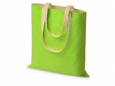 Сумка для шопинга Twin двухцветная из хлопка, 180 г/м2 (Зеленое яблоко/натуральный)