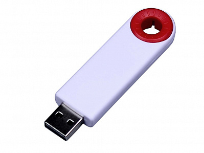 USB 2.0- флешка промо на 4 Гб прямоугольной формы, выдвижной механизм (Белый/красный)