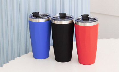 Термостакан "Calypso" 500 мл, покрытие soft touch, черный #, черный