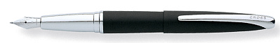 Перьевая ручка Cross ATX. Цвет - матовый черный/серебро. Перо - сталь, среднее (Черный)