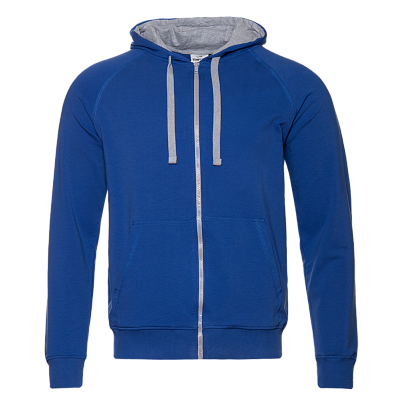 Толстовка мужская STAN с капюшоном на молнии футер без начёса 260, 61 (Синий)