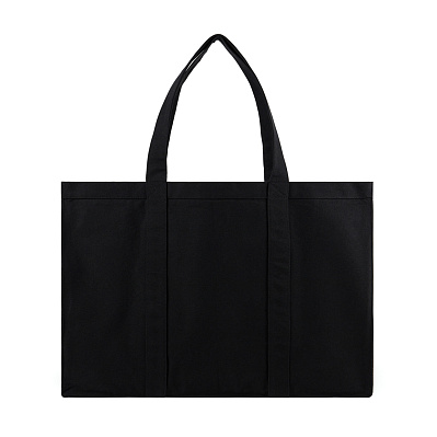 Большая сумка-шоппер VINGA Hilo из переработанного неокрашенного канваса AWARE™, 400 г/м² (Черный;)