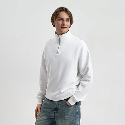 Толстовка на молнии унисекс Флоу (Flow), белая, размер 5XL/6XL (Белый)
