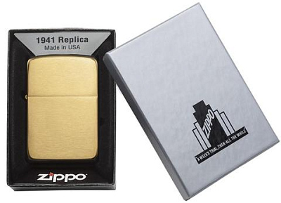 Зажигалка ZIPPO 1941 Replica™ с покрытием Brushed Brass, латунь/сталь, золотистая, 38x13x56 мм