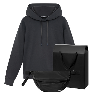 Набор с одеждой ALEX (худи, поясная сумка), черный, S (Серый, черный)