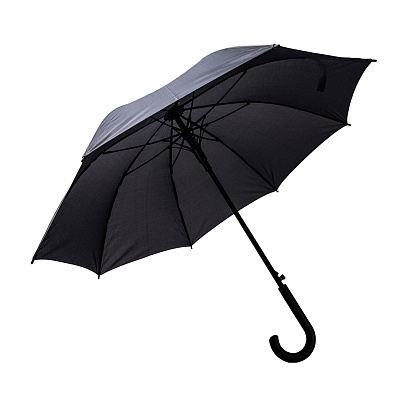 Зонт-трость ANTI WIND, пластиковая ручка, полуавтомат (Темно-серый)