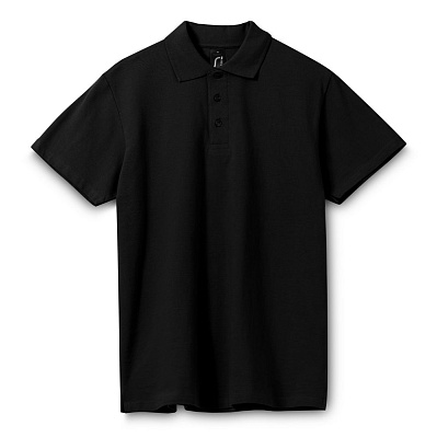 Рубашка поло мужская Spring 210, черная (Черный)