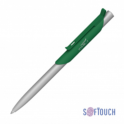 Ручка шариковая "Skil", покрытие soft touch  (Темно-зеленый с серебристым)