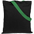 Холщовая сумка BrighTone, черная с зелеными ручками - Фото 2