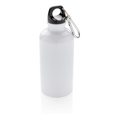 Спортивная алюминиевая бутылка с карабином (Белый;)