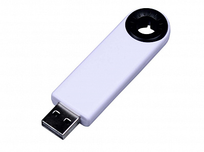 USB 3.0- флешка промо на 64 Гб прямоугольной формы, выдвижной механизм (Белый/черный)