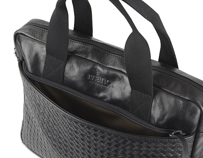 Сумка Mano "Don Luca", натуральная кожа в черном цвете, 37 х 27 х 6 см