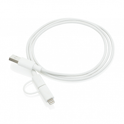 Кабель «2 в 1» с лицензированным MFi разъемом Apple Lightning (Белый; черный)