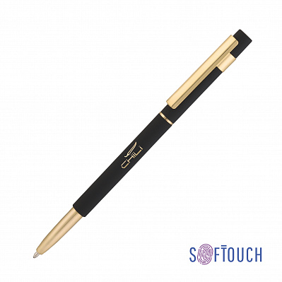 Ручка шариковая "Star", покрытие soft touch  (Черный с золотом)