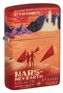 Зажигалка ZIPPO Mars Design с покрытием 540 Matte, латунь/сталь, красная, матовая, 38x13x57 мм (Красный)