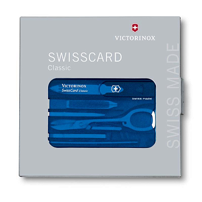 Швейцарская карточка VICTORINOX SwissCard Classic, 10 функций, полупрозрачная синяя