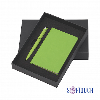 Набор подарочный "Лорен" с блокнотом А6, покрытие soft touch  (Зеленое яблоко)