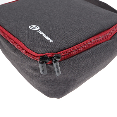 Несессер TORBER, дорожный, чёрный/бордовый, полиэстер 300D, 20 х 18 х 8 см