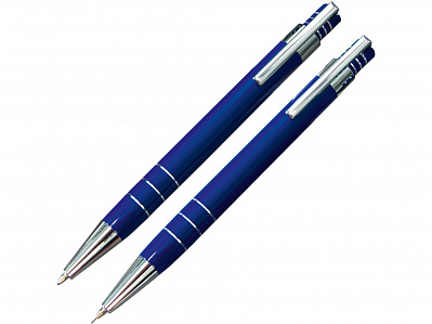 Подарочный набор Эльба: ручка шариковая, механический карандаш (Синий/серебристый)