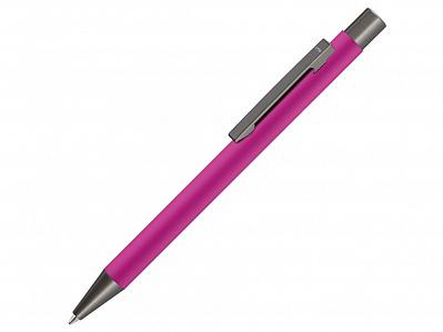 Ручка металлическая шариковая Straight Gum soft-touch с зеркальной гравировкой (Розовый)