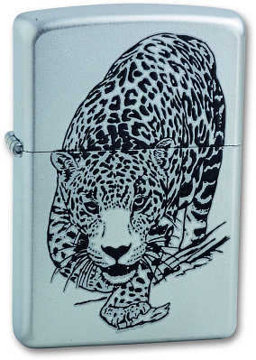 Зажигалка ZIPPO Leopard, с покрытием Satin Chrome™, латунь/сталь, серебристая, матовая, 38x13x57 мм (Серебристый)