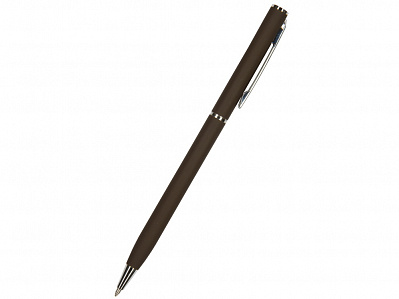 Ручка металлическая шариковая Palermo, софт-тач (Коричневый/серебристый)