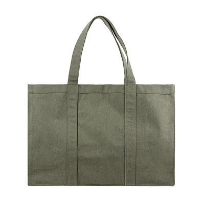 Большая сумка-шоппер VINGA Hilo из переработанного неокрашенного канваса AWARE™, 400 г/м² (Зеленый;)