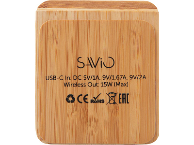 Беспроводное зарядное устройство 2-в-1 с подсветкой лого Reedia S4, 15 Вт