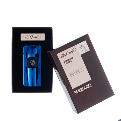 Зажигалка S.Quire USB, сенсорная, синяя, глянцевая